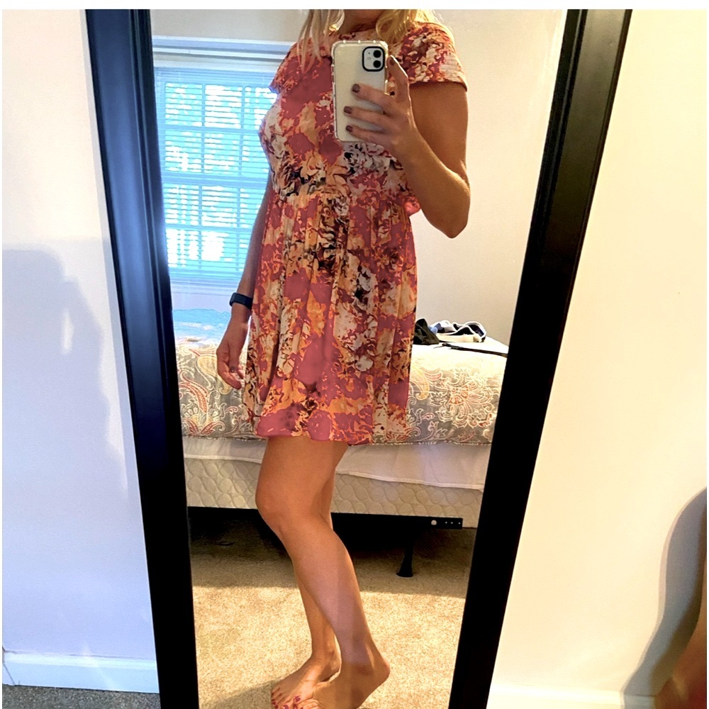 Parker Short Print Dress With Open Back Detail